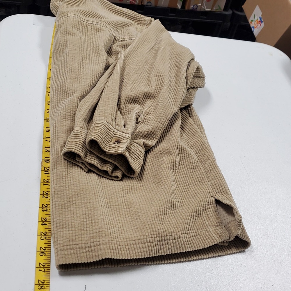 LL Bean Womens Button‎ Up Corduroy Wide Wale Shirt Size L Light Brown Pocket - Picture 6 of 8
